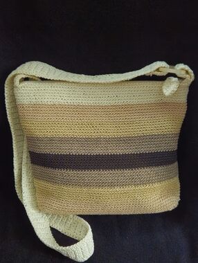 Liz Claiborne Crochet Crossbody Bag in Cream, Tan and Brown